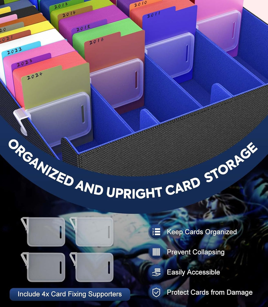 MoKo Sammelkarten Aufbewahrungsbox, 3000+ MTG Deck Box mit 24 bunten Trennwänden & 4 Fächern, Spielk
