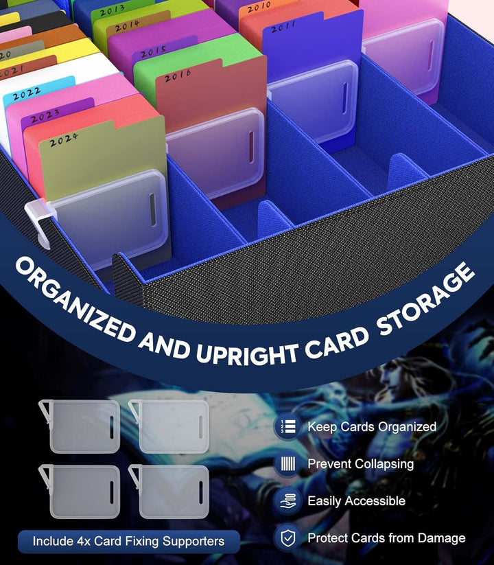 MoKo Sammelkarten Aufbewahrungsbox, 3000+ MTG Deck Box mit 24 bunten Trennwänden & 4 Fächern, Spielk