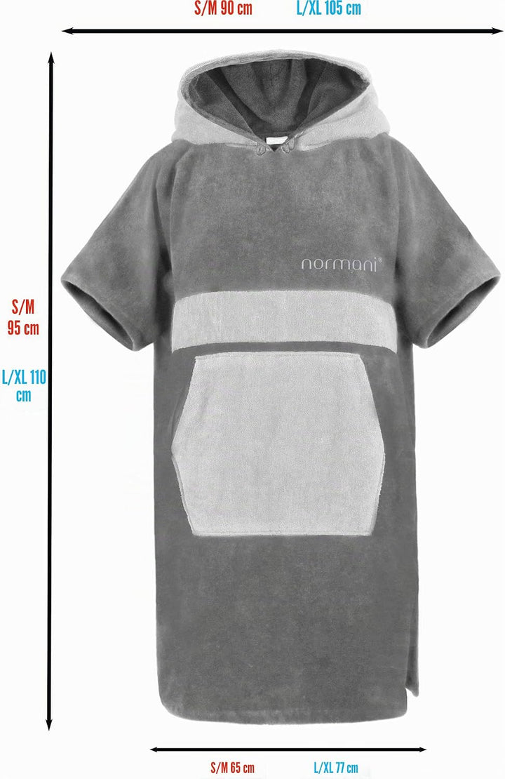 normani Baumwoll Surfer Poncho - Strandponcho - Handtuch-Poncho - Unisex Strand Umziehhilfe - geschl
