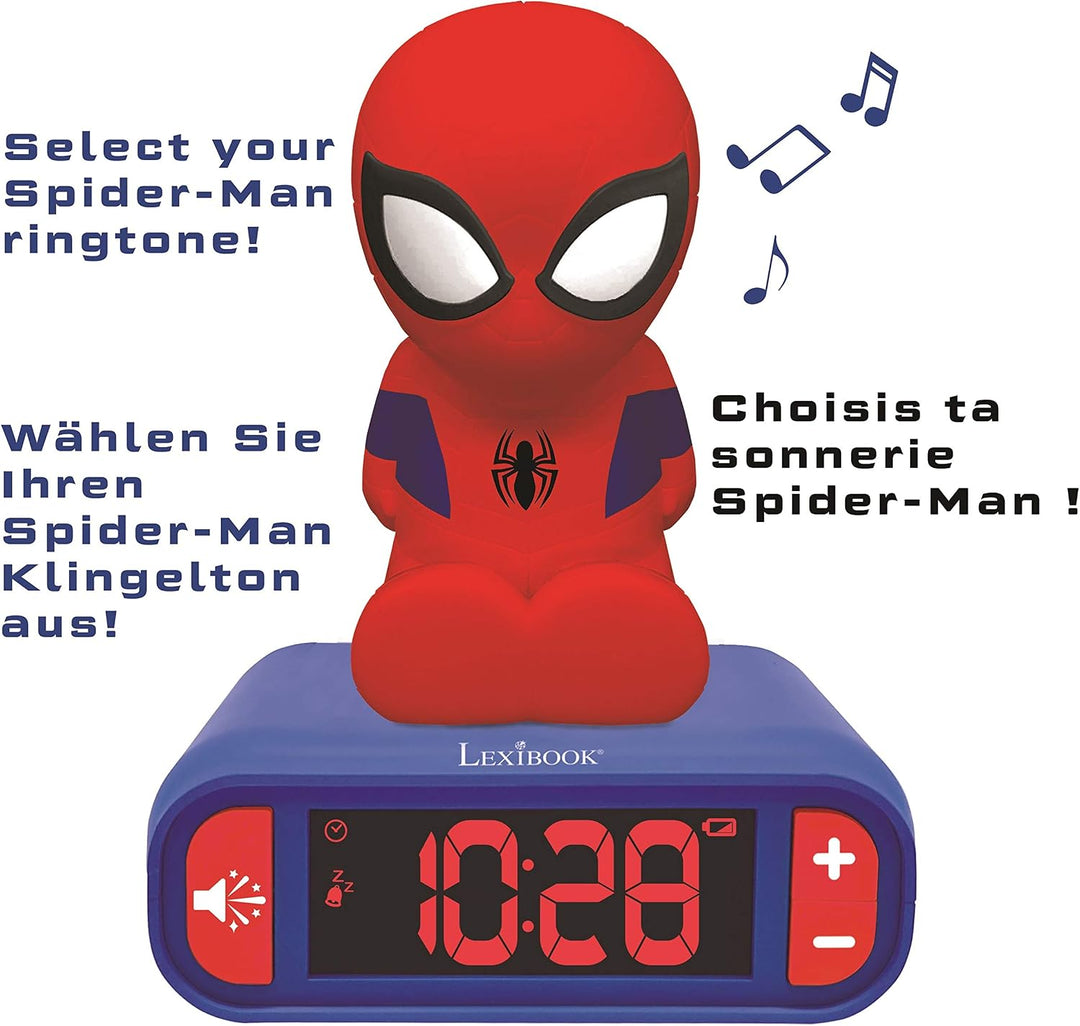 Lexibook, Spider-Man, Nachtlicht-Wecker, RL800SP | Klänge und Melodien, LCD-Display mit Hintergrundb