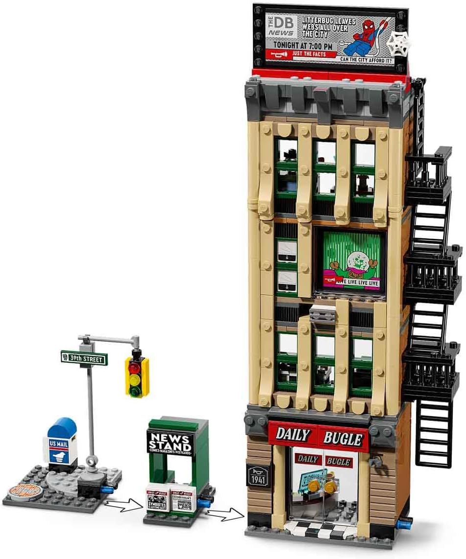 LEGO | Marvel Spider-Man vs. Mysterio: Daily Bugle - Superhelden Spielzeug mit Mech Actionfigur und