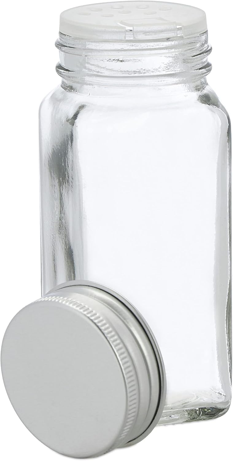 Relaxdays Gewürzgläser 36er Set, Streueinsatz, Gewürzdosen Glas, 120ml, inkl. Etiketten, Stift & Tri
