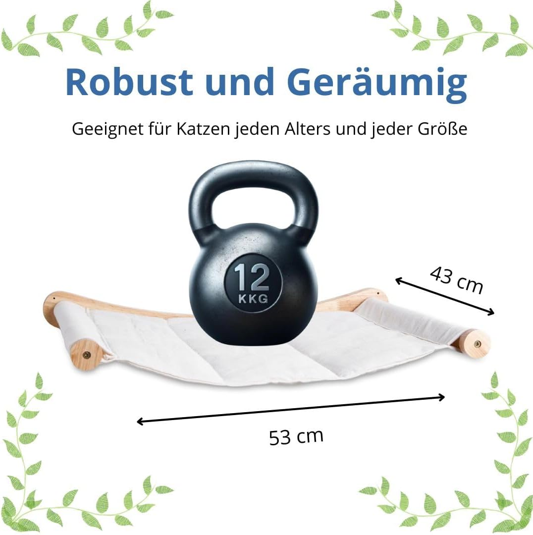 Katzenbett Wand - Elegante und stabile Katzenhängematte - Katzenliege für Katzen bis 12kg - Kletterw