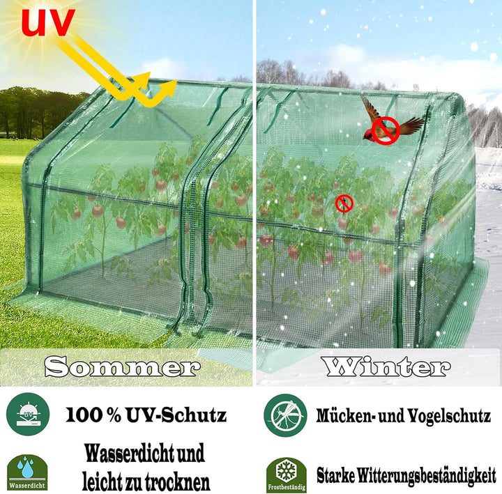 NAIZY Gewächshaus 180x90x90cm Kleinnes Zimmergewächshaus Tomaten Foliengewächshaus Verzinktes Rohr A