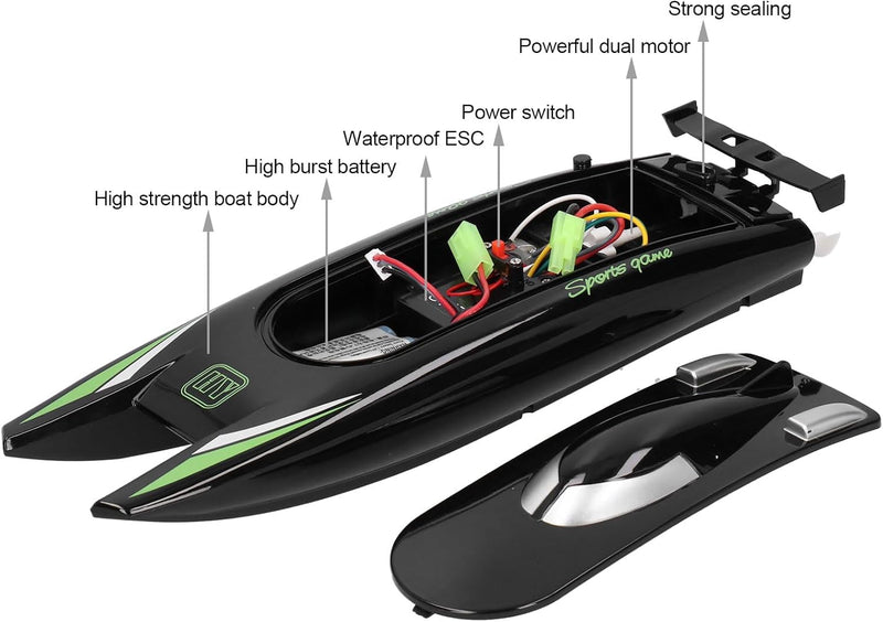 Schutzspielzeug 2,4 G RC Boat, 30 km/h, wiederaufladbar, Hochgeschwindigkeits-Rennboot, Doppelmotor-