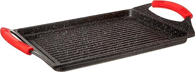 ROYAL SWISS® Pro Grill – Rechteckige Induktions-Grillplatte 45 x 27 cm – Aluminiumguss mit Antihaftb