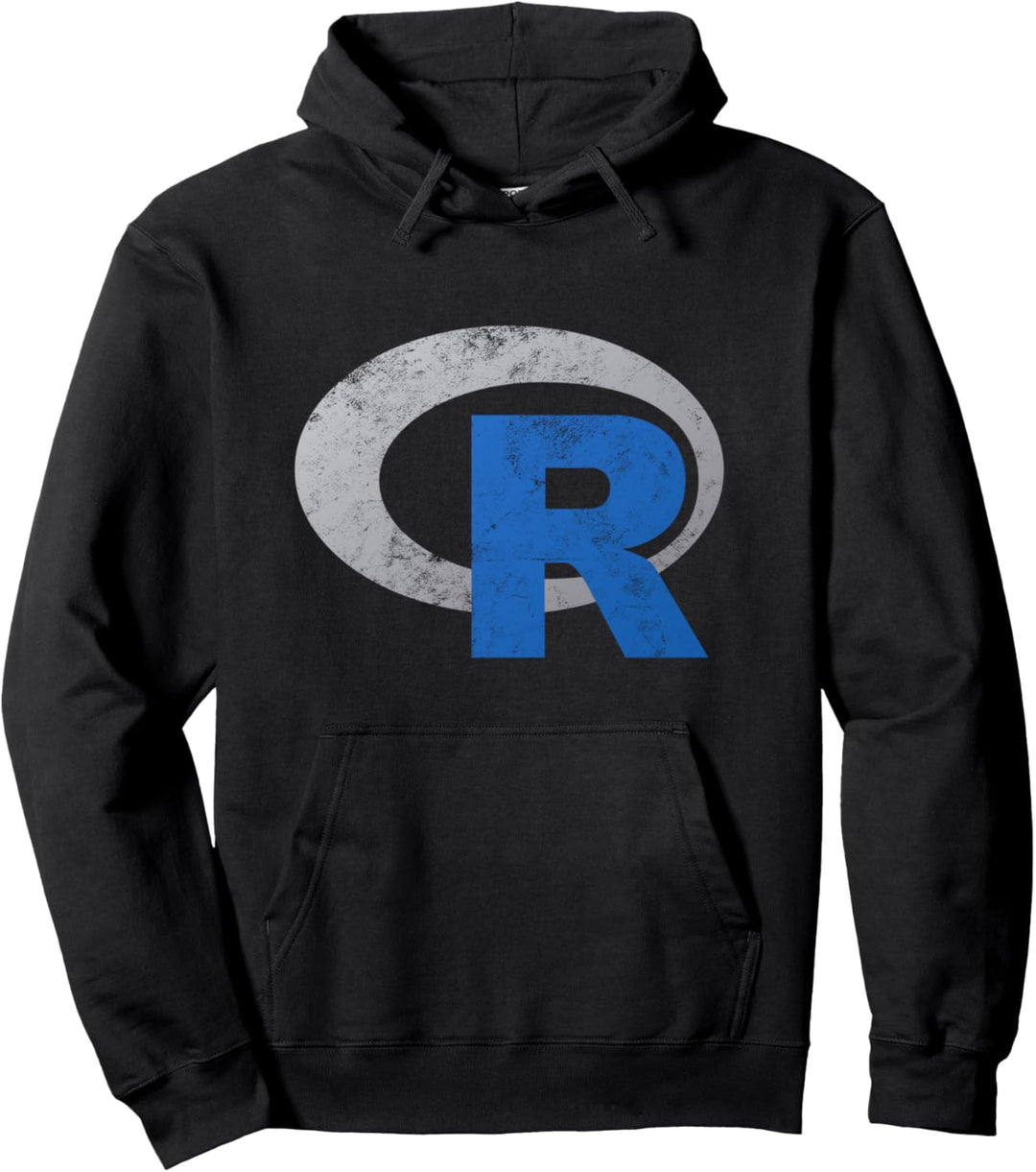R-Logo Data Science Statistics Programmer Vintage Distressed Pullover Hoodie