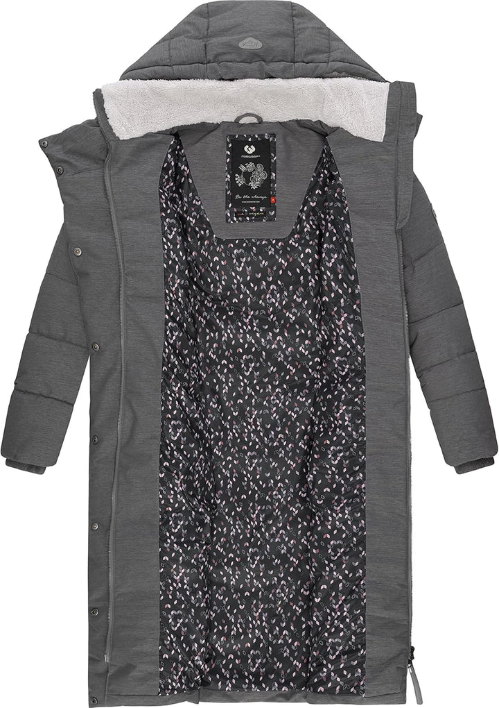 Ragwear Damen atmungsaktiver Wintermantel Warmer wasserdichter Steppmantel lang mit Kapuze Pavla Lon