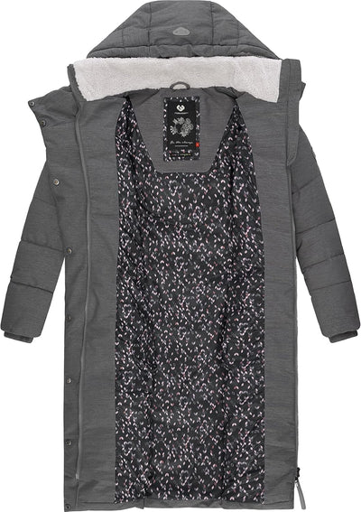 Ragwear Damen atmungsaktiver Wintermantel Warmer wasserdichter Steppmantel lang mit Kapuze Pavla Lon