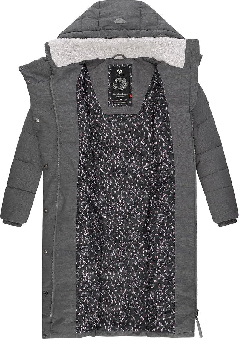 Ragwear Damen atmungsaktiver Wintermantel Warmer wasserdichter Steppmantel lang mit Kapuze Pavla Lon