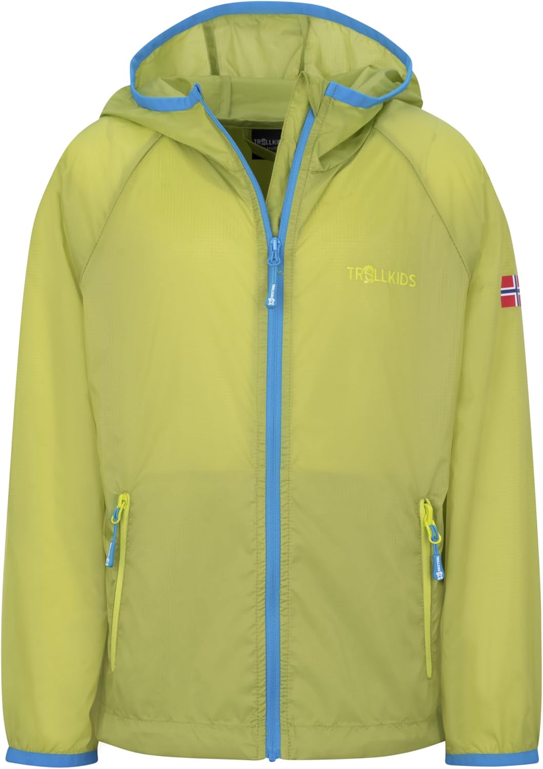 Trollkids Kids Fjell Running Jacket 110 Kiwi/Vivd Blue, 110 Kiwi/Vivd Blue