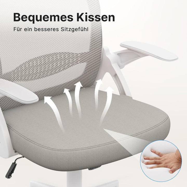 naspaluro Bürostuhl, Ergonomischer Schreibtischstuhl mit Atmungsaktiv Netzbespannung, Hochklappbare