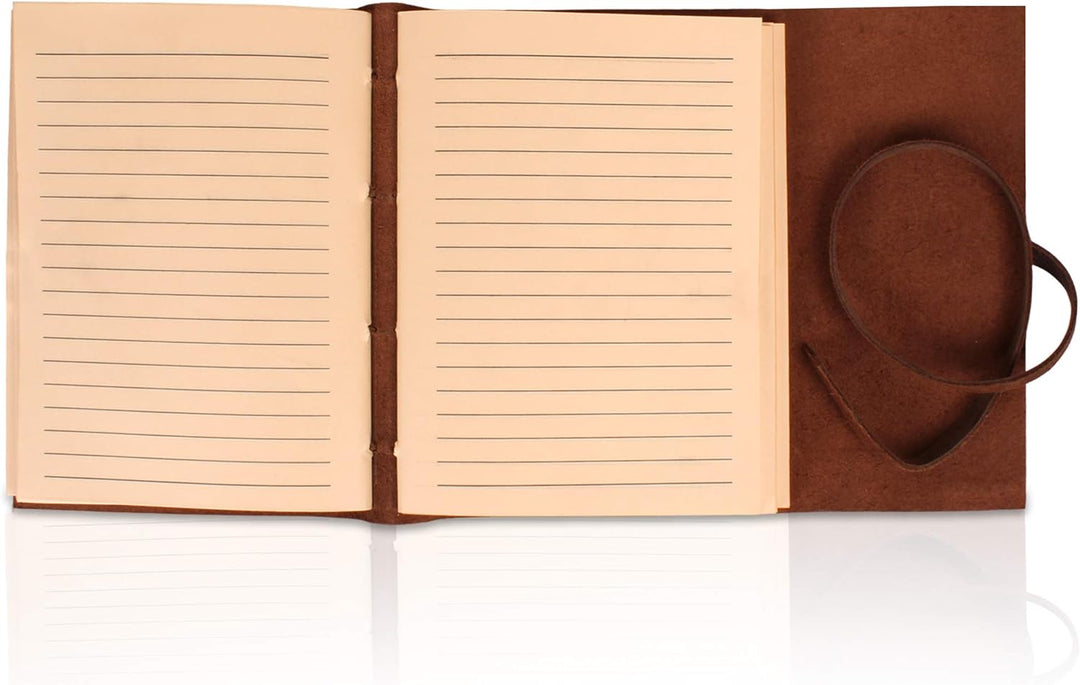 moonster Leder Notizbuch Tree of Life - 400 Kraftpapier Seiten Mittelbreit Liniertes Notizbuch Leder