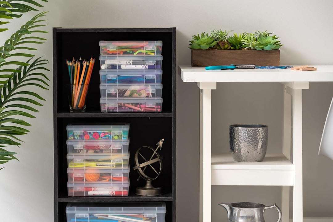 Iris Ohyama, Aufbewahrungsbox für Büromaterial, Plastik, 1.4L, 10er Set, Transparent, Stapelbar, Sch