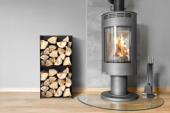 teileplus24 BHS4 Kaminholzregal Innen Aussen | Brennholzregal Metall | Kaminholzkorb | Industrial Lo