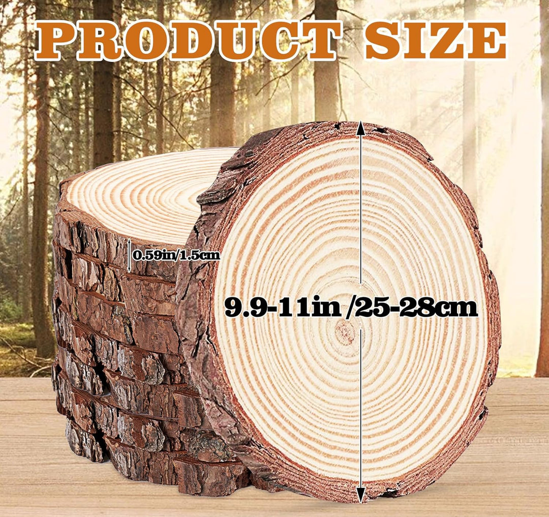 8 Set Holzscheiben 25-28cm, Unbehandelte Baumscheiben aus Kiefernholz 1.5cm Dicke ohne Loch,Runde Ho