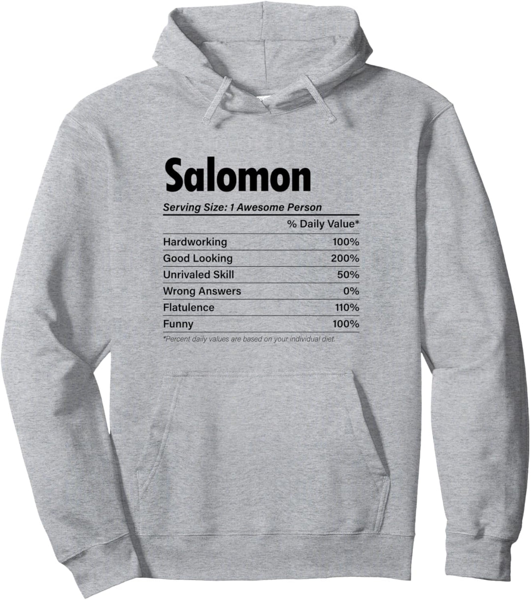 SALOMON Nutrition Facts | Funny Name Definition - Graphic Pullover Hoodie