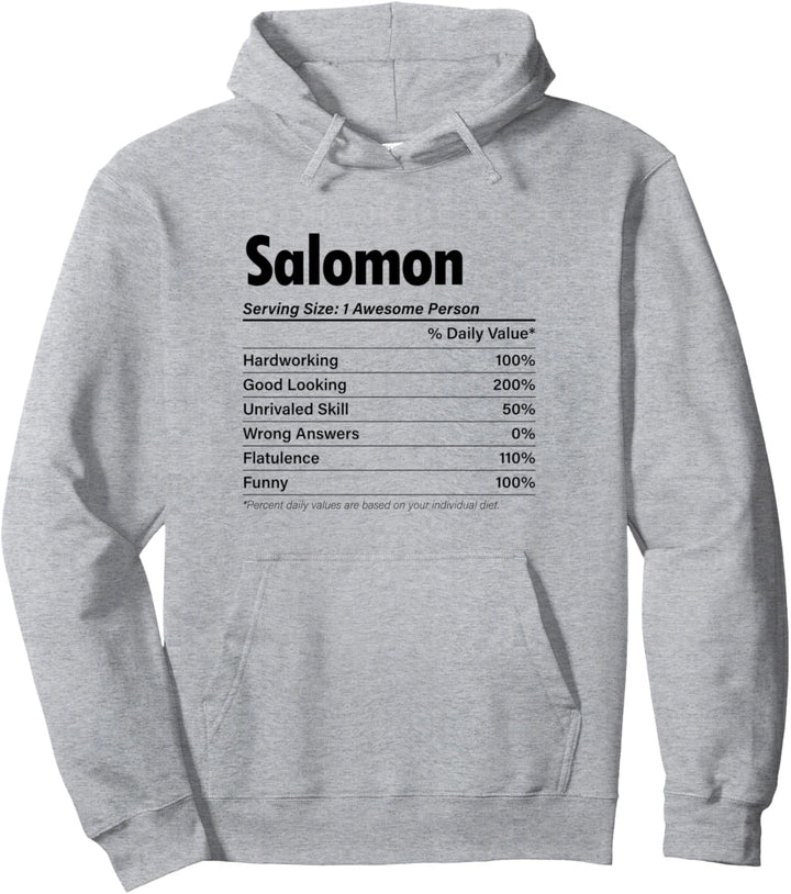 SALOMON Nutrition Facts | Funny Name Definition - Graphic Pullover Hoodie