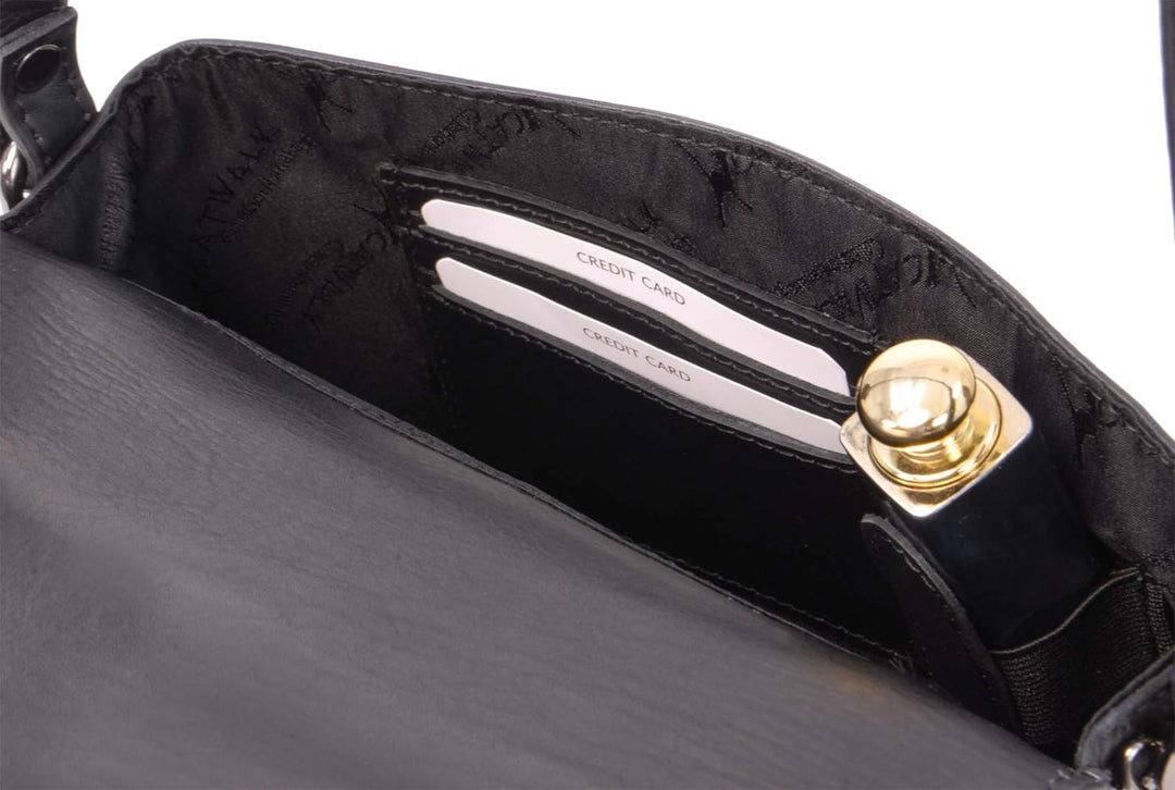Catwalk Collection Handbags - Leder - Klien Umhängetasche/Schultertasche - FLORENCE Schwarz Cs, Schw