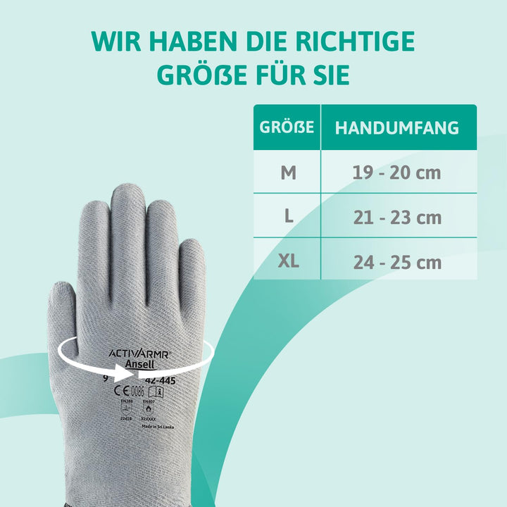 Ansell ActivArmr 42-445 Spezialzweck-Handschuhe, Mechanikschutz, Grau, Grösse 8 (12 Paar) 8 (M) Stan