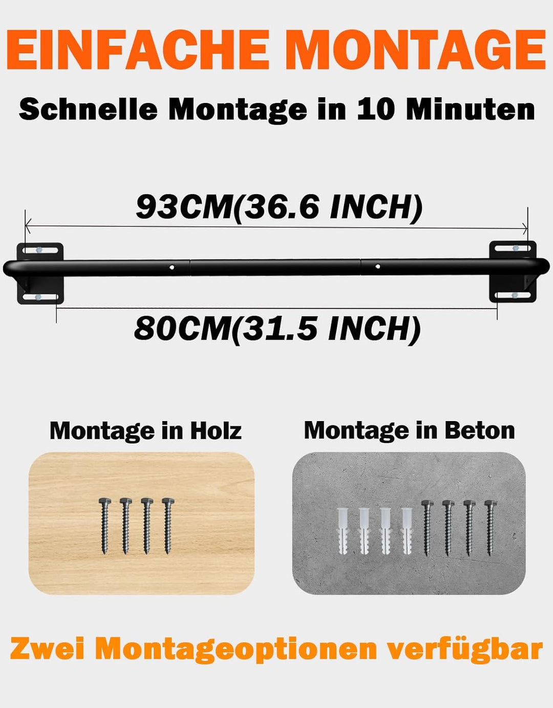 Fitarc Wall Mount Pull Up Bar, Joist Mount Chin Up Bar, Robuste Klimmzugstange zur Wandmontage, Klim
