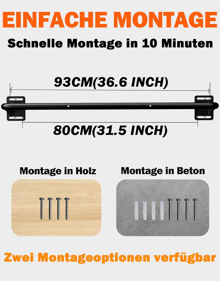 Fitarc Wall Mount Pull Up Bar, Joist Mount Chin Up Bar, Robuste Klimmzugstange zur Wandmontage, Klim