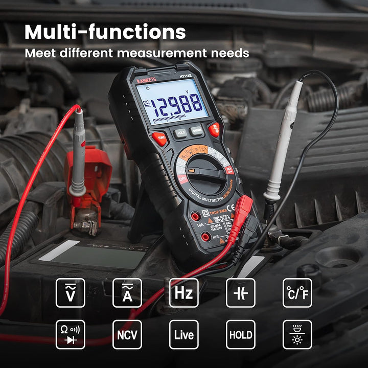 KAIWEETS Digital Multimeter mit LED-Buchsen, HT118E Strommessgerät, True RMS Auto-Range 20000 Zähler