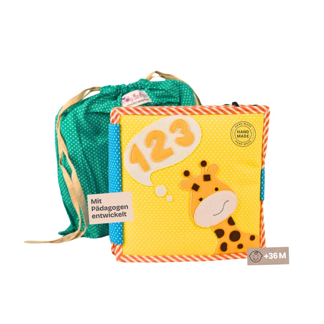 Jolly Designs – 1,2,3 – 10 Seiten Premium - Quiet Book – Montessori Spielzeug ab 3 Jahren – Motorik