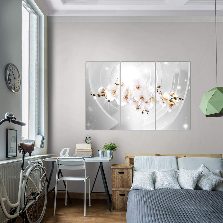 Runa Art Wandbilder Blumen Orchidee Bild XXL Wohnzimmer Schlafzimmer Grau Abstrakt 120 x 80 cm 3 Tei