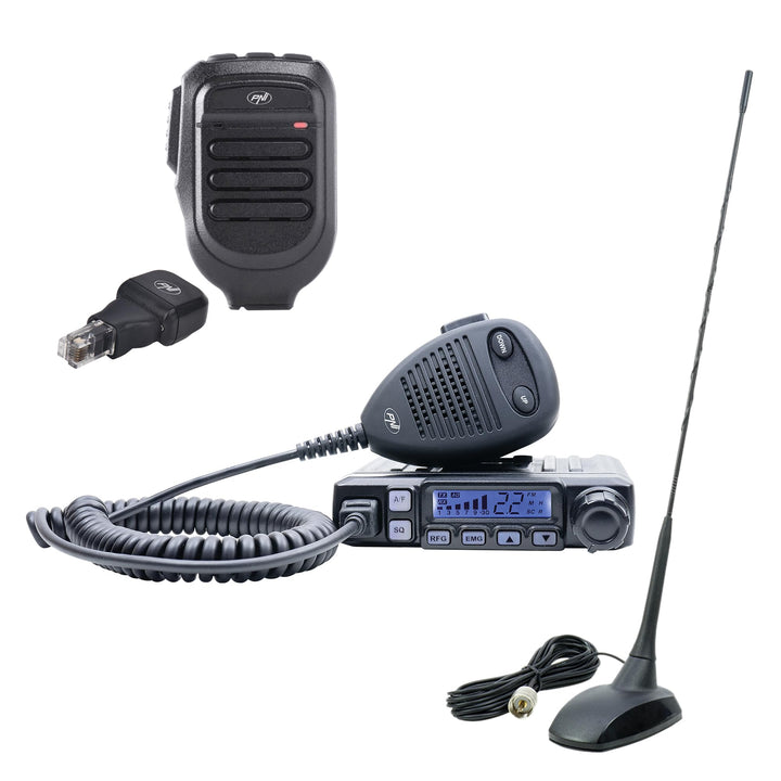 CB Radiosender Kit PNI Escort Hp 7120 ASQ mit CB Antenne PNI Extra 48 und zusätzlichem Mikrofon Dong