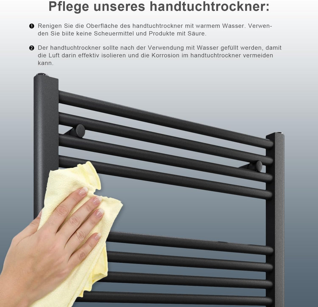 Heizkörper Badheizkörper 1200x400 mm Handtuchheizkörper Mittelanschluss Rundrohr Handtuchwärmer Heiz
