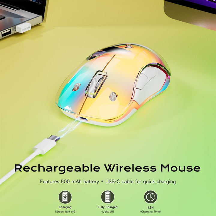 memzuoix LED Kabellose Maus – Wiederaufladbare 2.4G Optische Maus mit Magnetischer Abdeckung, Sanfte