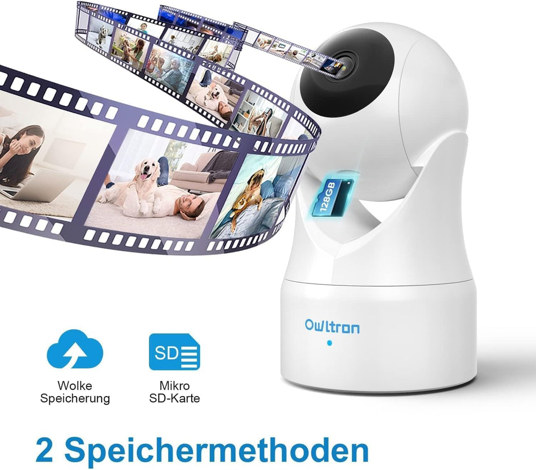 owltron überwachungskamera innen, Kamera überwachung innen mit Bewegungserkennung, 360 Grad Indoor W