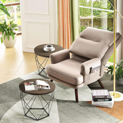 Ribelli 2er Set Beistelltisch, Wohnzimmertisch mit Korbfunktion, Couchtisch Rund, Korbtisch mit Abne