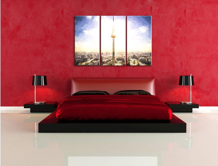 Pixxprint Berliner Fernsehturm als Leinwandbild/Grösse: 3 Teilig (120x80) cm/Wandbild/Kunstdruck/fer