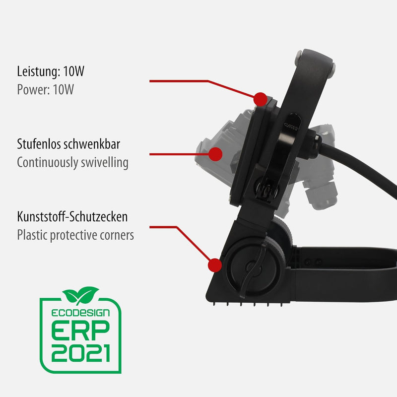 Brennenstuhl LED Baustrahler JARO 1060 M (10W, 1150lm, 6500K, IP65, 2m Kabel, LED Arbeitsstrahler mi