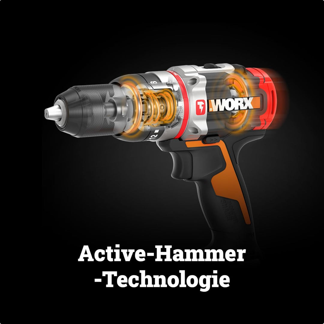WORX Nitro WX354.9 Akku-Schlagbohrhammer 20V - bürstenloser Motor - 18 Drehmomenteinstellung + Bohre