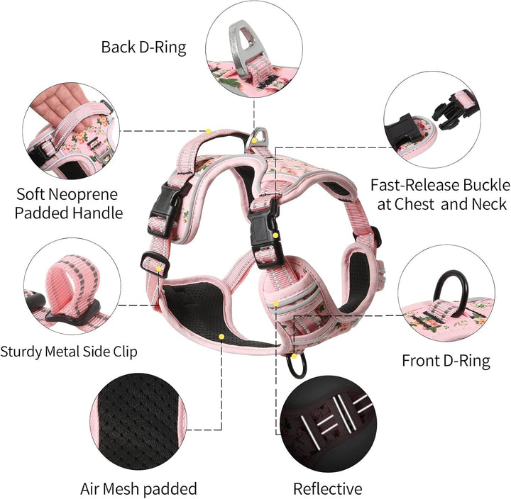 HEELE Hundegeschirr, Hundegeschirr für Mittelgrosse Hunde, Weich Atmungsaktiv Einstellbar Reflektier