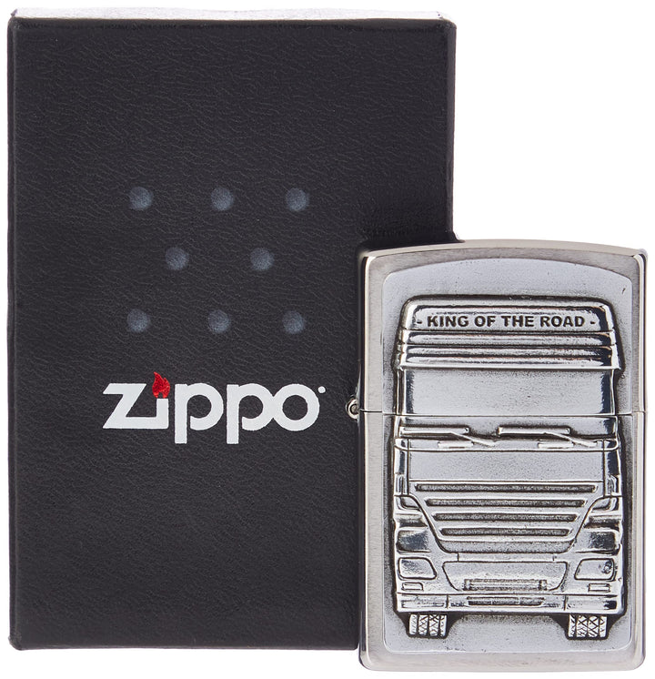 Zippo Feuerzeug 1300176 King of The Road Emblem Benzinfeuerzeug, Messing, King Of The Road