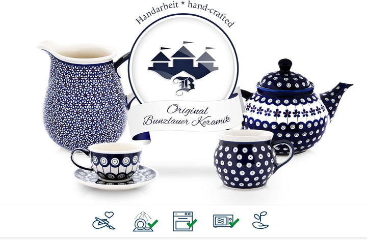 Bunzlauer Butterdose für 250g, H = 10,5 cm, Ø = 20,0 cm Dekor ZIELON