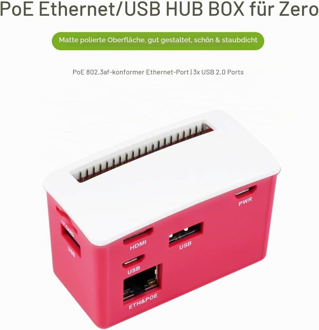 IBest PoE Ethernet/USB HUB HAT with Box for Raspberry Pi Zero/Zero W/Zero WH,Power Over Ethernet USB