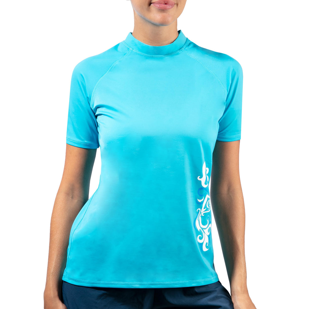 Kanu Surf Breeze Damen Rashguard & Workout Top mit LSF 50+, kurzärmelig XS Breeze Aqua, XS Breeze Aq