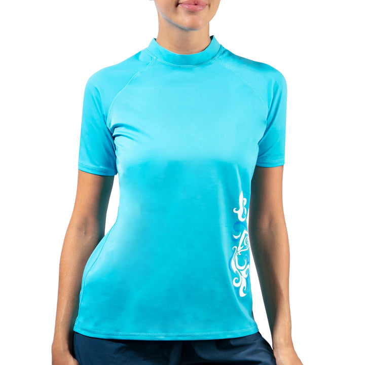 Kanu Surf Breeze Damen Rashguard & Workout Top mit LSF 50+, kurzärmelig XS Breeze Aqua, XS Breeze Aq