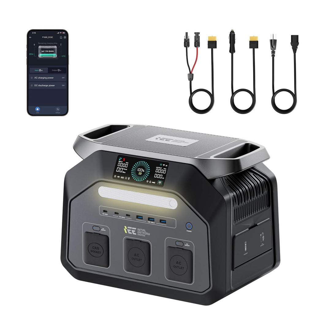IEE 1800W Solargenerator P1800, 1024Wh LiFePO4 Akku Tragbare Powerstation, 0–80% in 45 Min.Laden, 11
