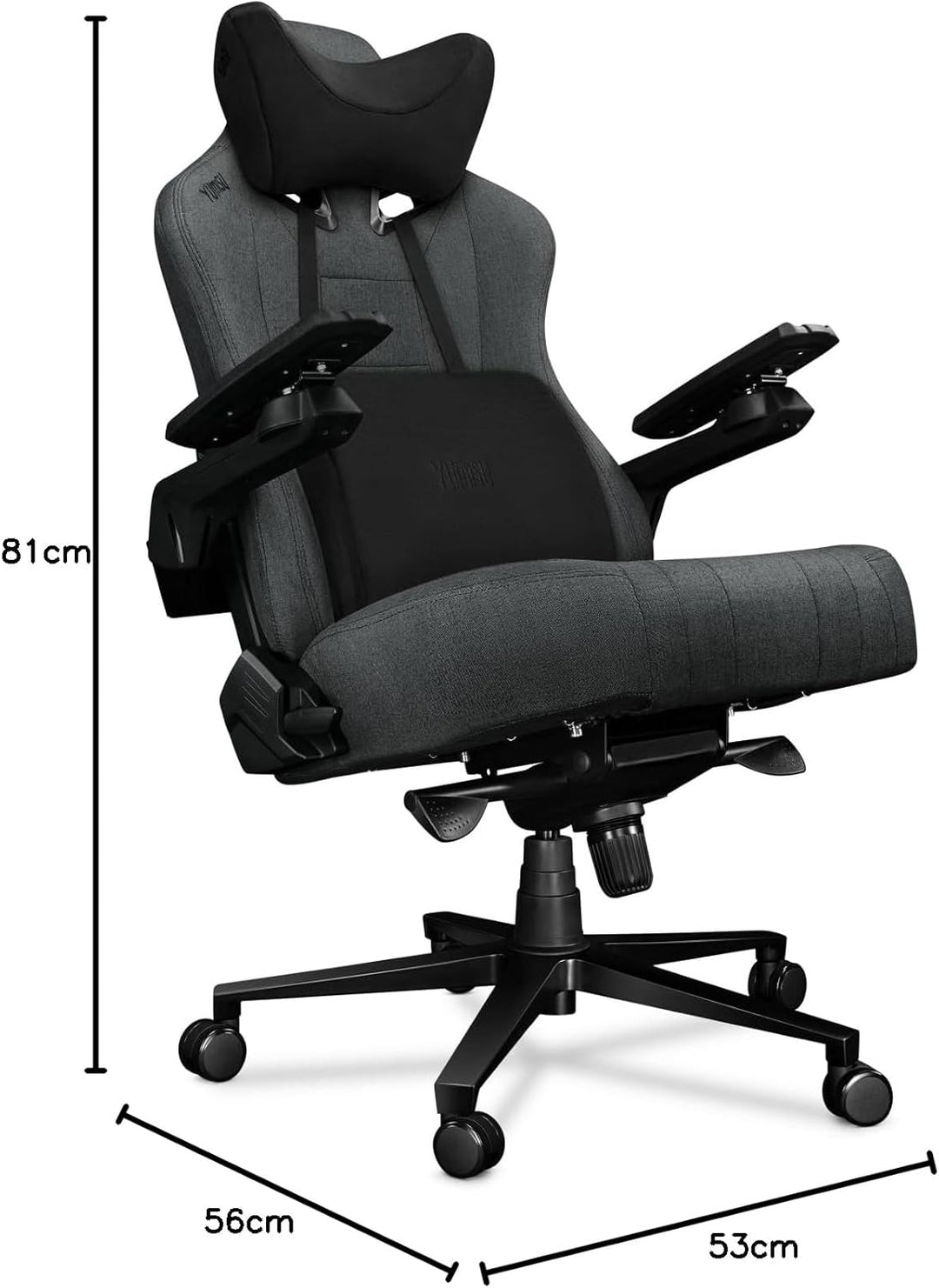 2049 Bürostuhl Gaming Stuhl Grau/Schwarz - Gamingstuhl mit Memory Foam Kissen in Velours - Gamer Stu