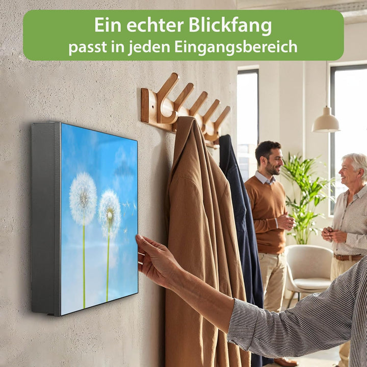 banjado Grosser Schlüsselkasten Metall - Schlüsselbox 30x30cm mit 32 Haken - Schlüsselkasten modern