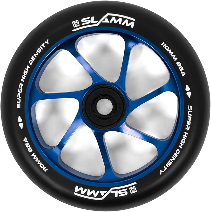 Slamm Team Wheel 110 mm schwarz &amp; blau | Stunt-Scooter Aluminiumkernräder mit super hohem Rückprall