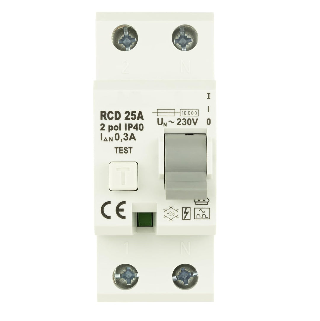 REV 0505490555 FI, Schutzschalter 2-polig, Höhe 68mm, 25A, 0,3A, Typ A, grau 25A 2-polig, 25A 2-poli