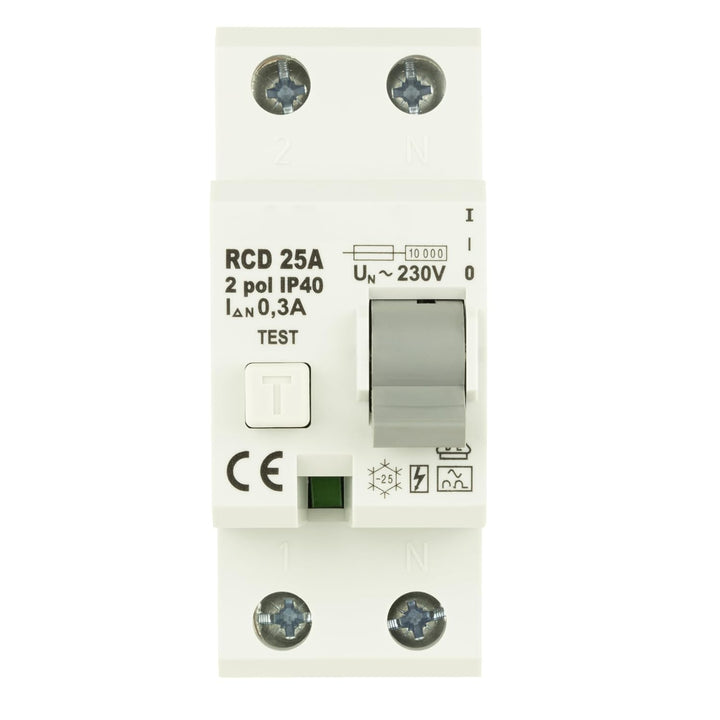 REV 0505490555 FI, Schutzschalter 2-polig, Höhe 68mm, 25A, 0,3A, Typ A, grau 25A 2-polig, 25A 2-poli