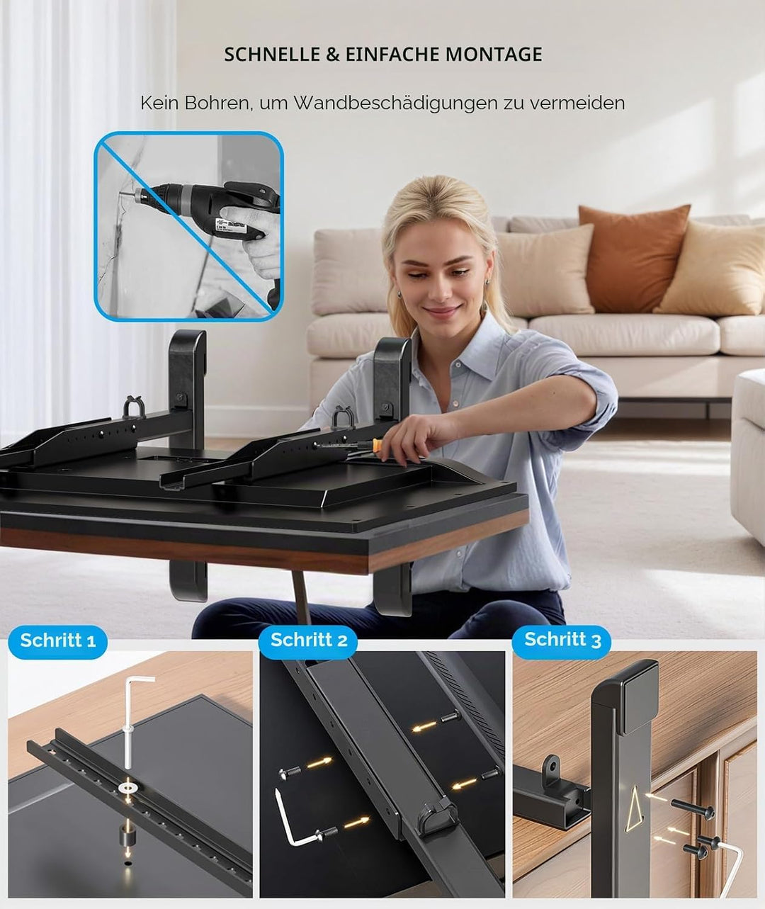 Universal-TV-Ständer, Tischplatte TV-Ständer Ersatz für die meisten 61 bis 202 cm LCD-LED-Fernseher,